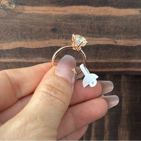 14K Gold Plated RoseGold Diamond Iridescent Ring - Picture 5 of 5